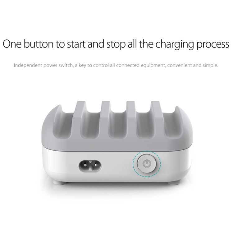 ORICO DUK-5P 40W 5 USB Ports Smart Charging Station with Phone and Tablet Holder (White)