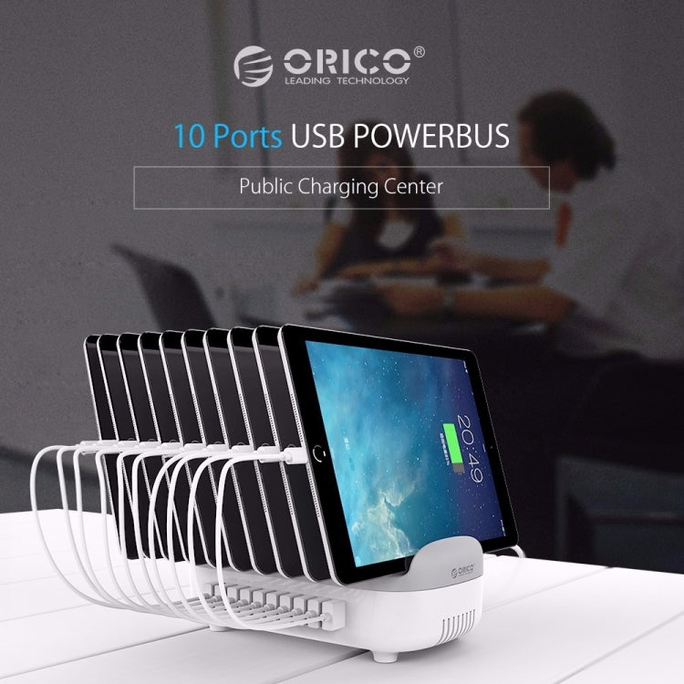 ORICO DUK-10P 120W 10 Puertos USB Estación de Carga Inteligente con soporte de Teléfono y tableta (Blanco)
