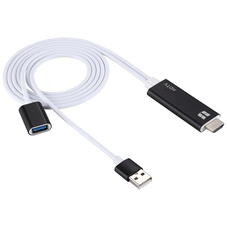 Câble de convertisseur vidéo HDTV USB 3.0 femelle HDMI HD 1080P pour iPhone X / iPhone 7 / iPhone 6s et 6s Plus et autres appareils Apple / Android (Noir)