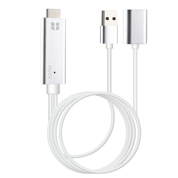 Câble de convertisseur vidéo HDTV USB 3.0 femelle HDMI HD 1080P pour iPhone X / iPhone 7 / iPhone 6s et 6s Plus et autres appareils Apple / Android (Argent)