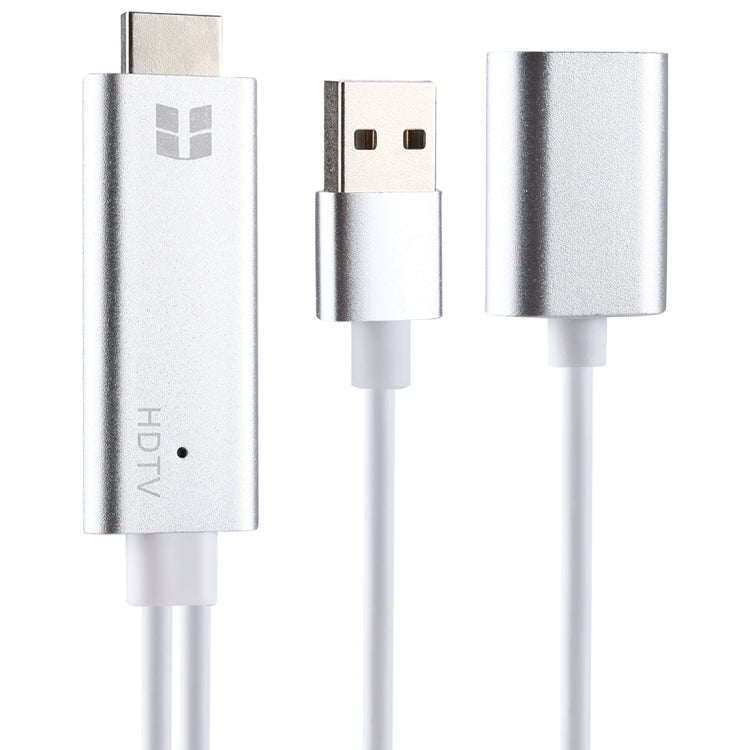 USB 3.0 Hembra HDMI HD 1080P convertidor de Video HDTV Cable Para iPhone X / iPhone 7 / iPhone 6s y 6s Plus y otros dispositivos Apple / Android (Plateado)