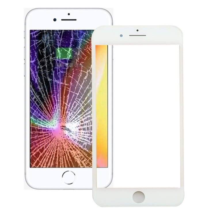 Lentille extérieure en verre d'écran avant avec cadre de lunette d'écran LCD avant et adhésif OCA transparent pour iPhone 8 Plus (Blanc)