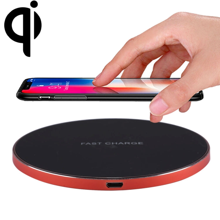 Q21 Station de recharge sans fil à charge rapide avec voyant lumineux pour iPhone Galaxy Huawei Xiaomi LG HTC et autres smartphones standard QI (rouge)