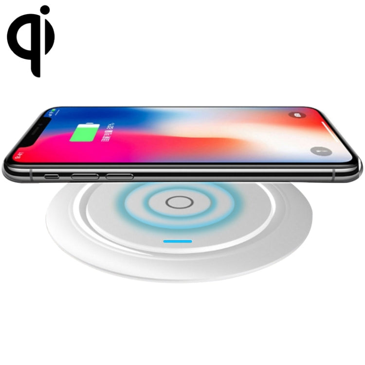 Q18 Quick Charge Qi Station de charge sans fil avec voyant lumineux pour iPhone Galaxy Huawei Xiaomi LG HTC et autres smartphones standard QI (Blanc)