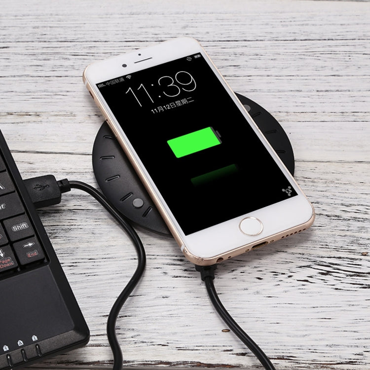 Station de recharge sans fil Qi à charge rapide 5 V 2 A avec câble micro USB pour iPhone Galaxy Huawei Xiaomi LG HTC et autres smartphones standard QI (noir)