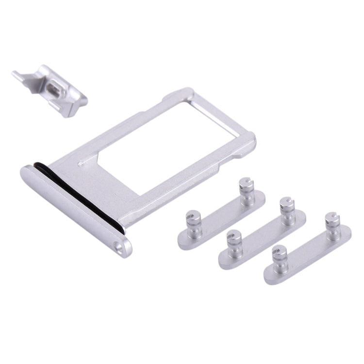 Card Tray + Volume Control Key + Power Button + Vibrator Key with Mute Switch for iPhone 8 Plus (Silver)