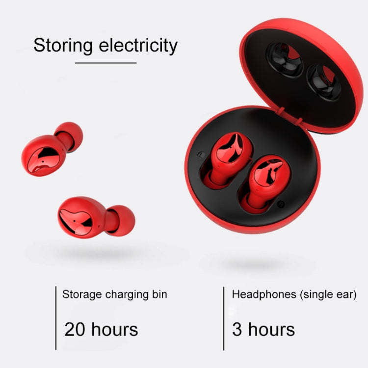 Xi9 Wireless Sports Charging Bin In-ear 5.0 Mini Bluetooth Earphone (Black Red)