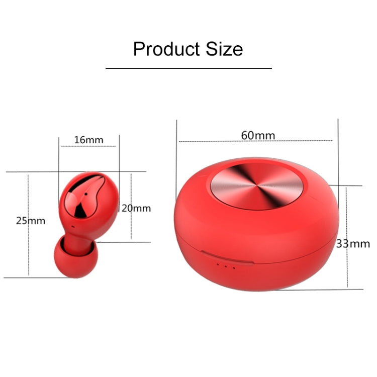 Xi9 Wireless Sports Charging Bin In-ear 5.0 Mini Bluetooth Earphone (Black Red)