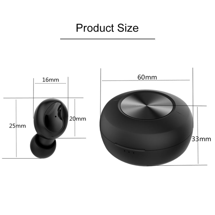 Xi9 Wireless Sports Charging Bin In-ear 5.0 Mini Écouteur Bluetooth (Noir)