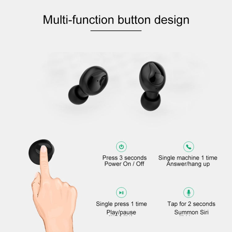 Xi9 Wireless Sports Charging Bin In-ear 5.0 Mini Bluetooth Earphone (Black)