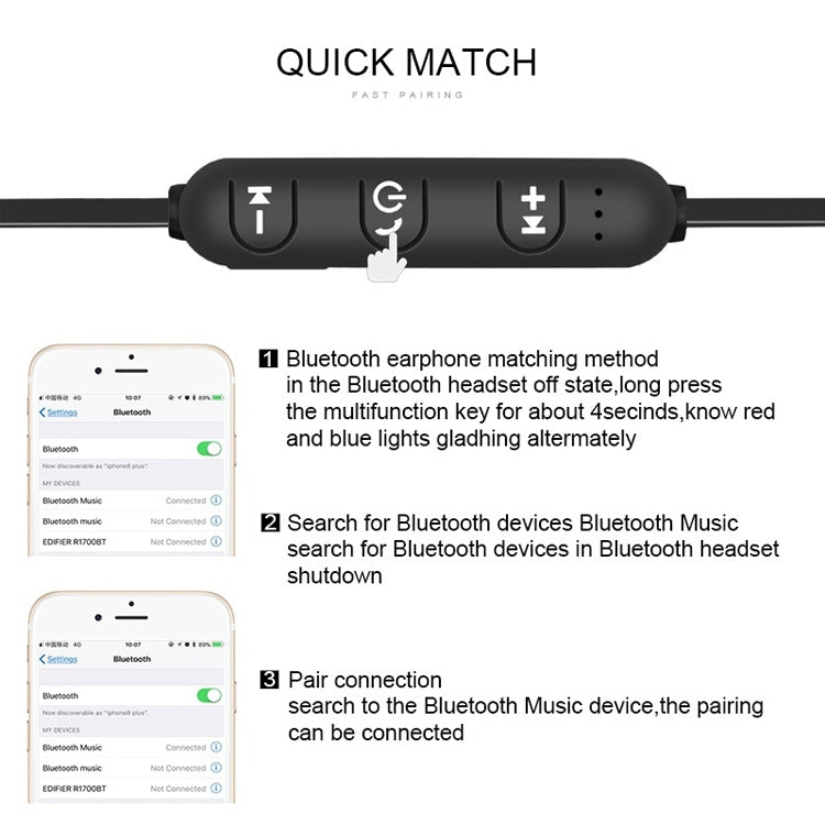 Écouteurs intra-auriculaires magnétiques sans fil Bluetooth V4.2 XT11 (ternir)
