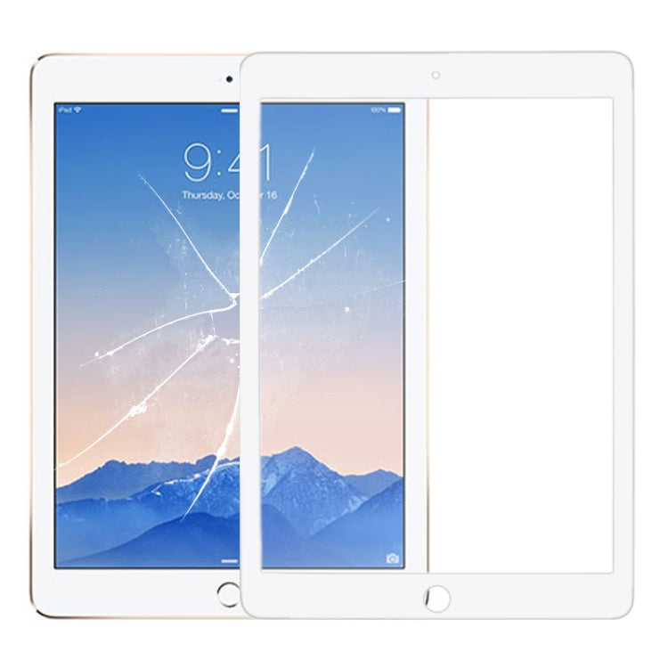 Lentille en verre extérieure de l'écran avant pour iPad Air 2 / A1567 / A1566 (Blanc)