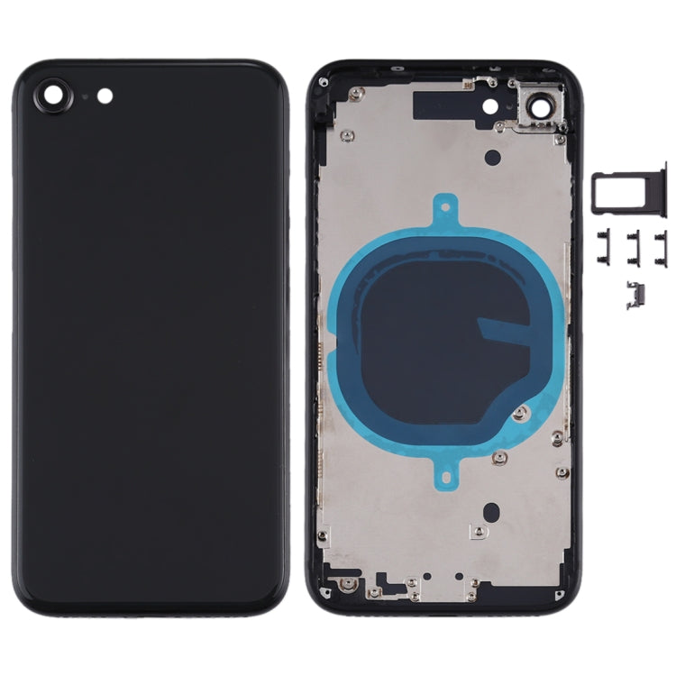 Coque arrière de batterie avec cache d'objectif d'appareil photo et plateau de carte SIM et touches latérales pour iPhone SE 2020
