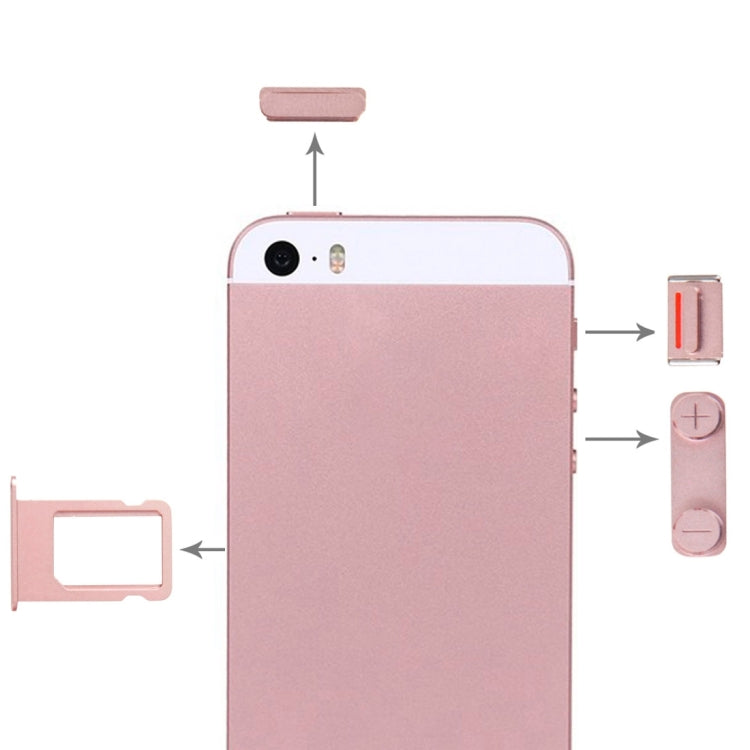 Botones Laterales + Bandeja de Tarjeta SIM Para iPhone SE (Oro Rosa)