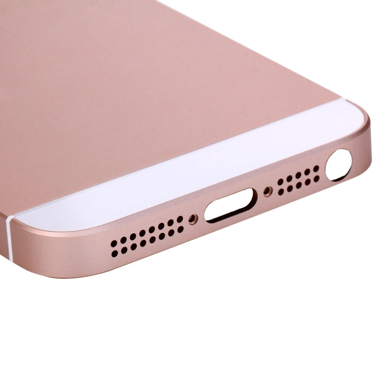5 en 1 Para iPhone SE Original (Tapa de Batería + Bandeja de Tarjeta + Tecla de Control de Volumen + Botón de Encendido + Tecla Vibradora del Interruptor de Silencio) Cubierta de la Carcasa de Montaje Completo (Oro Rosa)