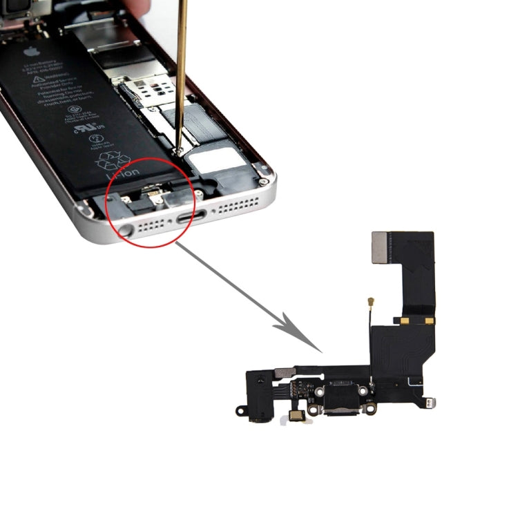 Port de charge d'origine + câble audio flexible pour iPhone SE (noir)
