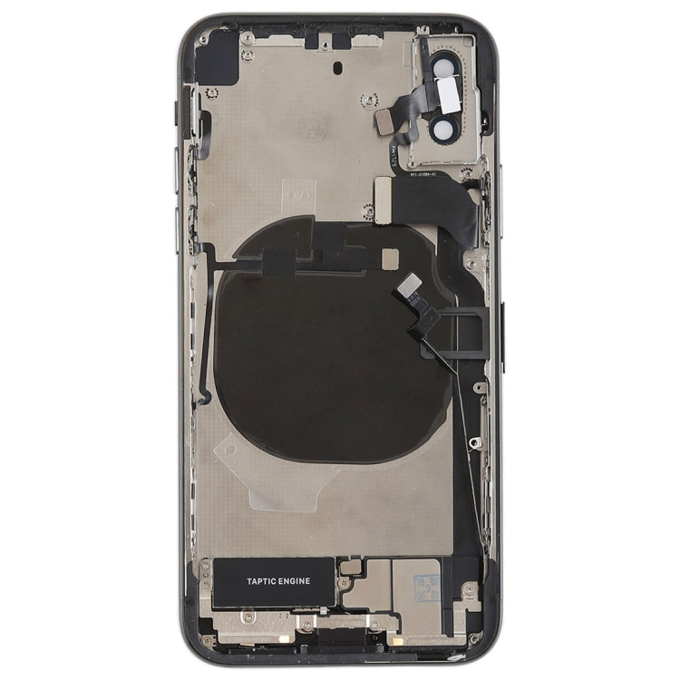 Battery Back Cover Assembly with Side Keys Vibrator Loudspeaker and Power Button + Volume Button Flex Cable Card Tray and Battery Adhesive for iPhone X (Black)
