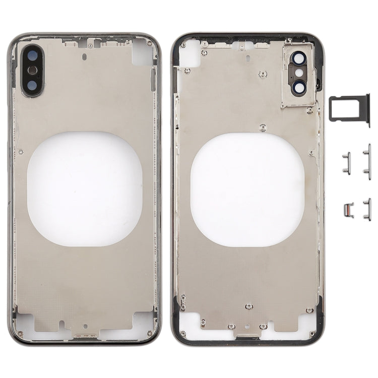Coque arrière transparente avec objectif de caméra et plateau de carte SIM et touches latérales pour iPhone X (noir)