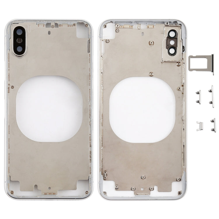 Carcasa Trasera Transparente con Lente de Cámara y Bandeja de Tarjeta SIM y Teclas Laterales Para iPhone X (Blanco)