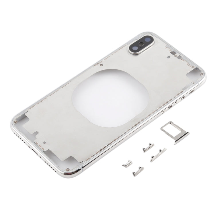 Transparent Back Cover with Camera Lens and SIM Card Tray and Side Keys for iPhone X (White)