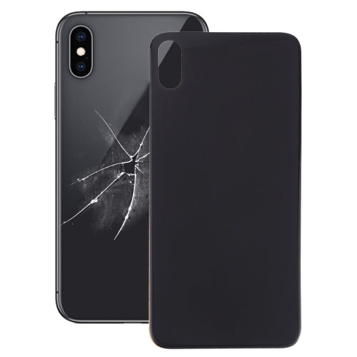 Easy Replacement Large Camera Hole Glass Back Battery Cover with Adhesive for iPhone X (Black)