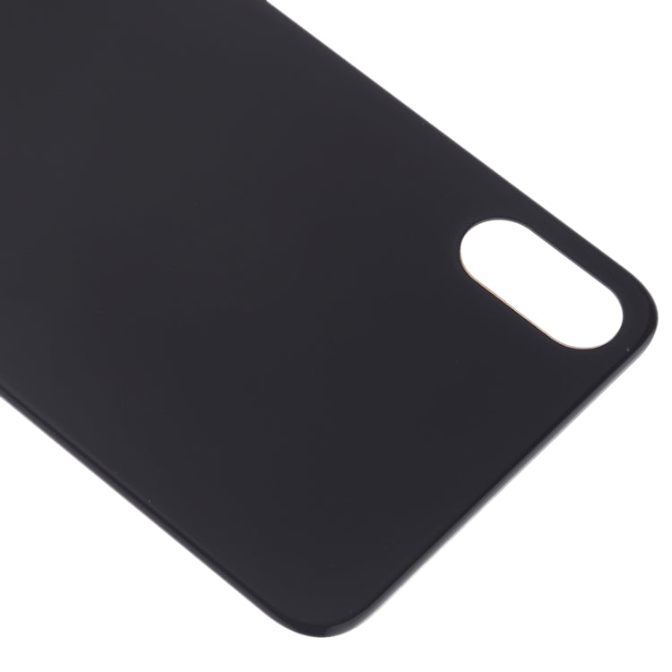 Easy Replacement Large Camera Hole Glass Back Battery Cover with Adhesive for iPhone X (Black)
