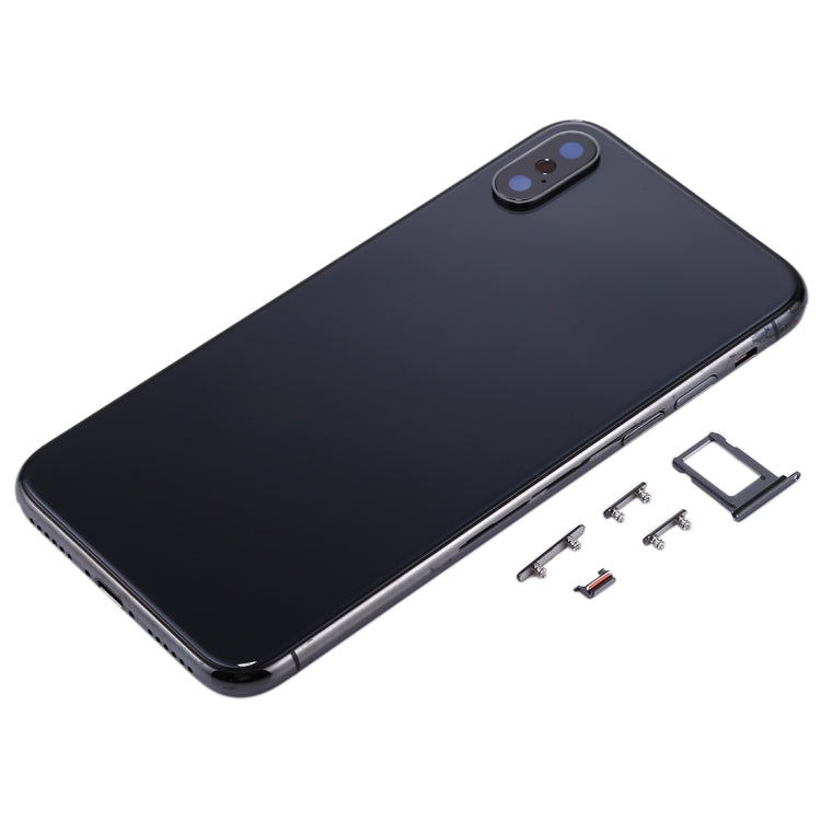 Coque arrière avec plateau pour carte SIM et touches latérales pour iPhone X (noir)