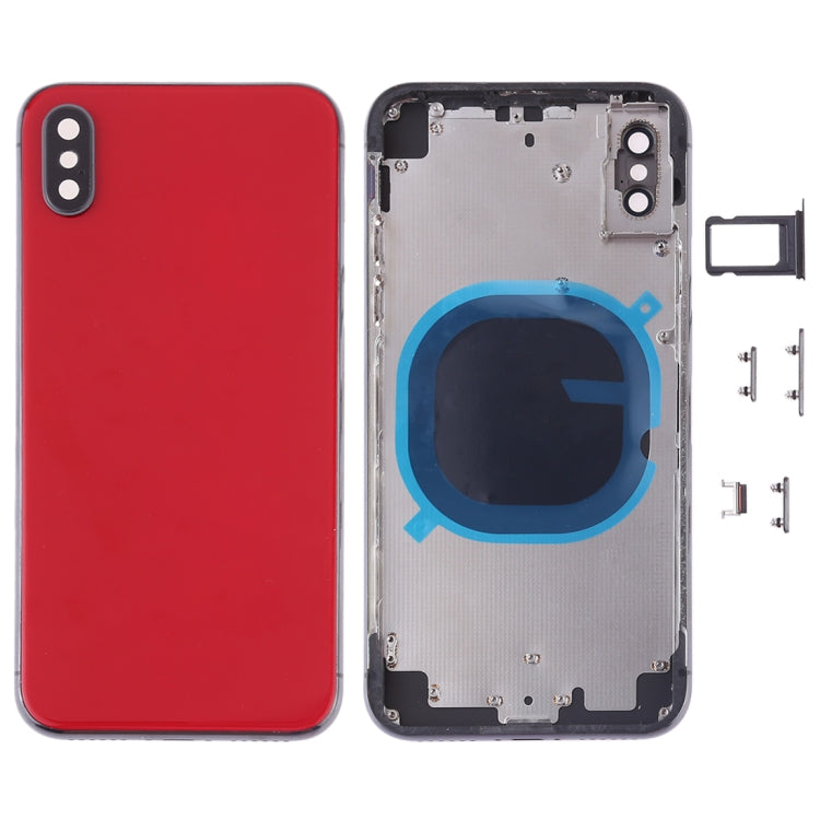 Coque arrière avec plateau pour carte SIM et touches latérales pour iPhone X (rouge)