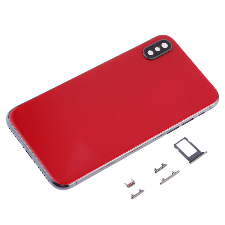 Coque arrière avec plateau pour carte SIM et touches latérales pour iPhone X (rouge)