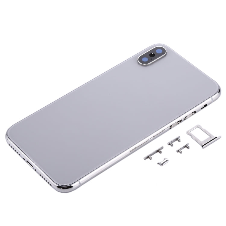 Coque arrière avec plateau pour carte SIM et touches latérales pour iPhone X (Argent)