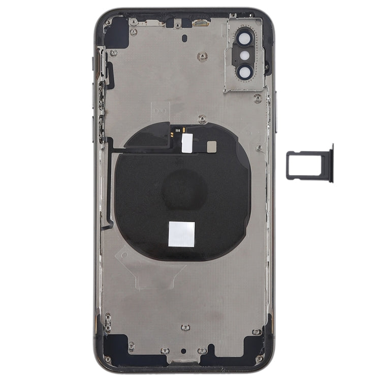 Battery Back Cover Assembly with Side Keys and Wireless Charging Module and Volume Button Flex Cable and Card Tray for iPhone X (Black)