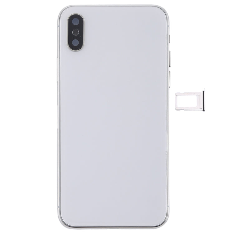Battery Back Cover Assembly with Side Keys and Wireless Charging Module and Volume Button Flex Cable and Card Tray for iPhone X (White)