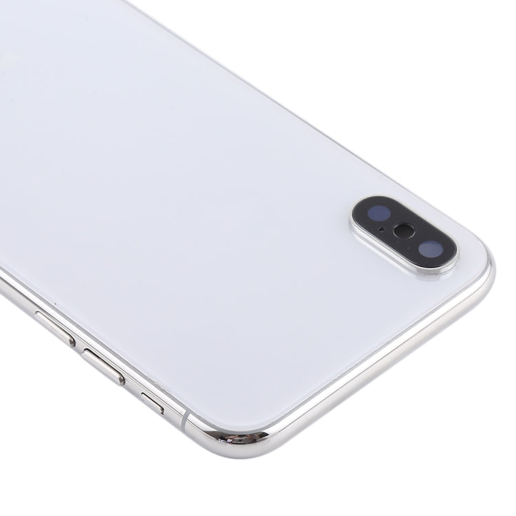 Battery Back Cover Assembly with Side Keys and Wireless Charging Module and Volume Button Flex Cable and Card Tray for iPhone X (White)