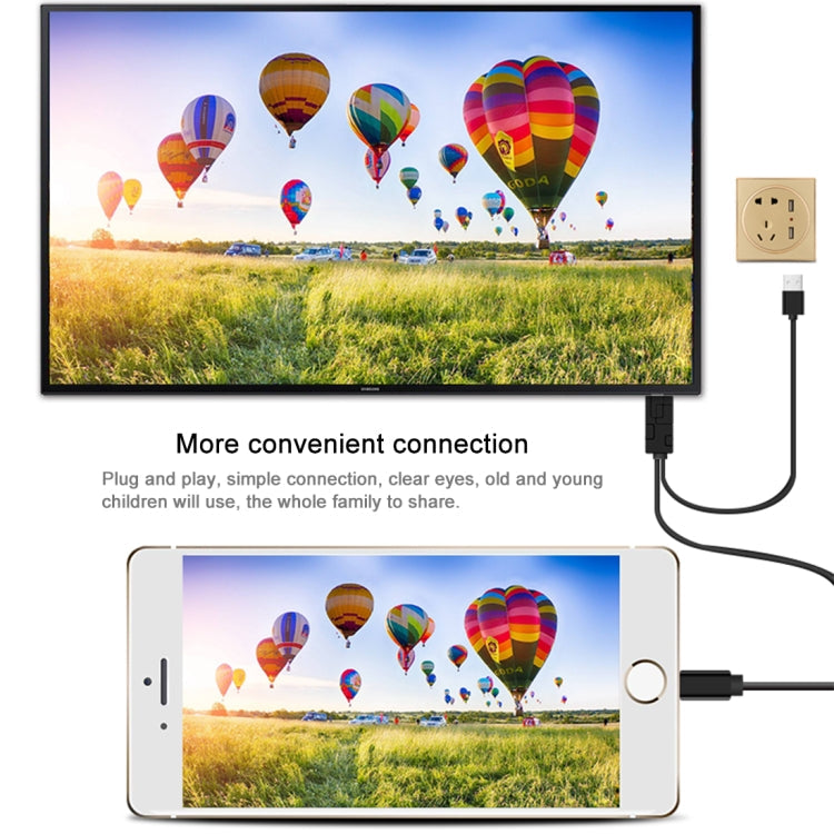 MiraScreen LD10 8 broches vers HDMI USB Smart Converter 1080P HDTV Digital AV Longueur du câble : environ 1,8 m pour iPhone X/8 Plus/7 Plus/8/7/6 Plus/6s Plus iPad