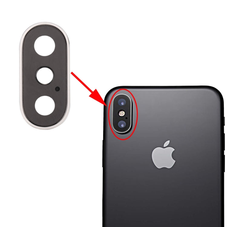 Anneau d'objectif de caméra arrière pour iPhone X (Argent)