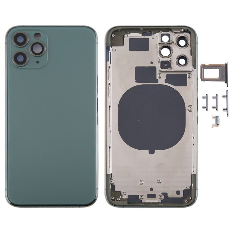 Coque arrière avec plateau pour carte SIM et touches latérales et objectif de l'appareil photo pour iPhone 11 Pro (Vert)