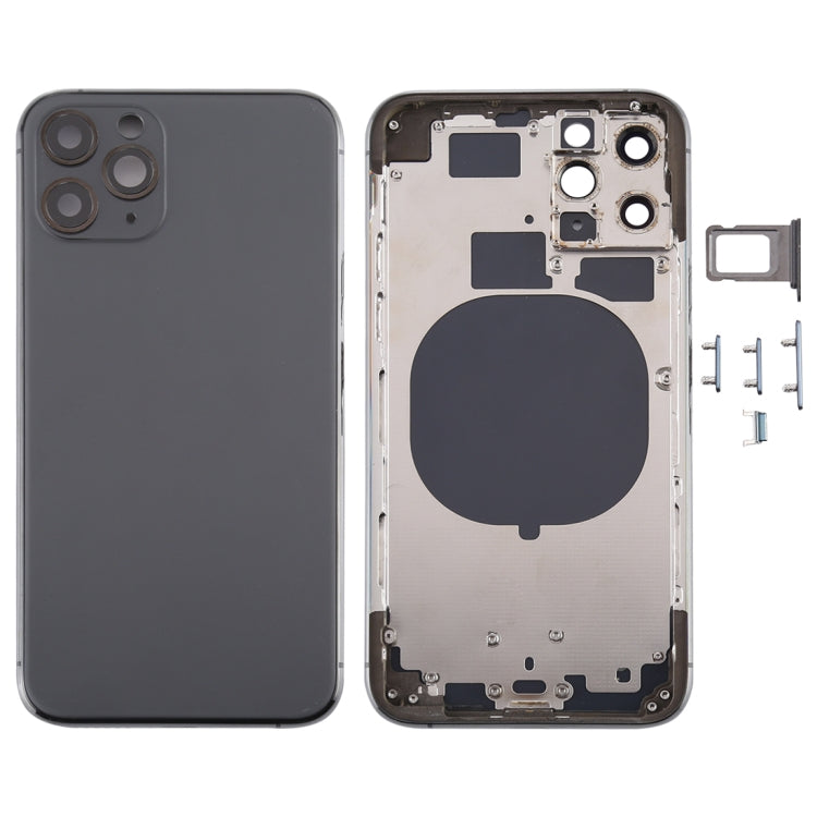 Coque arrière avec plateau de carte SIM, touches latérales et objectif de l'appareil photo pour iPhone 11 Pro (gris)