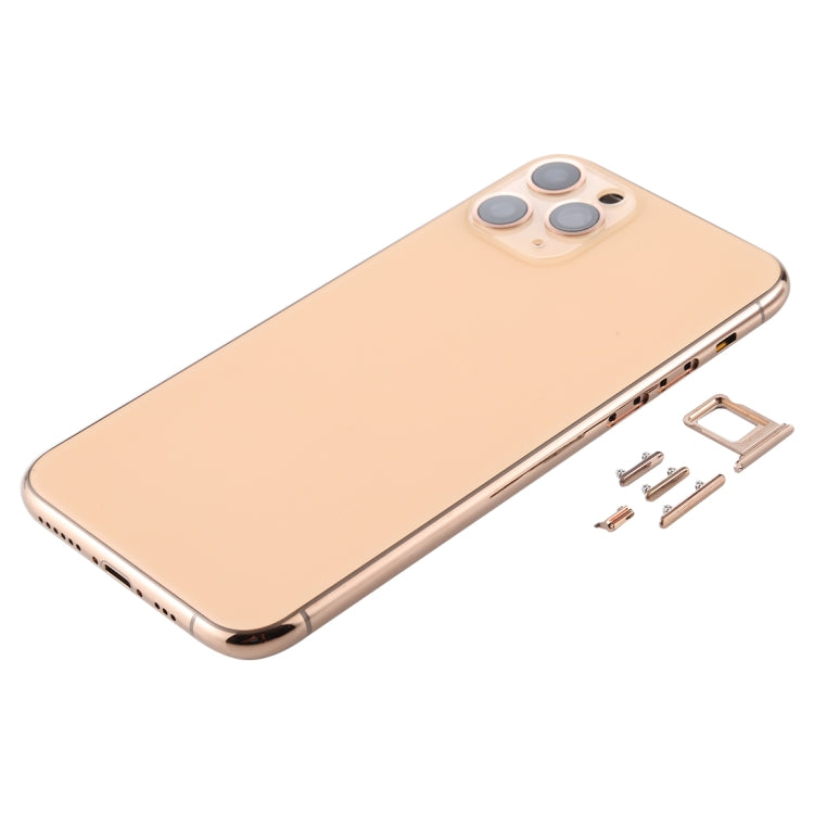 Back Housing Cover with SIM Card Tray and Side Keys and Camera Lens for iPhone 11 Pro (Gold)