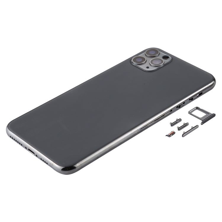 Coque arrière avec plateau pour carte SIM et touches latérales et objectif de l'appareil photo pour iPhone 11 Pro Max (gris)
