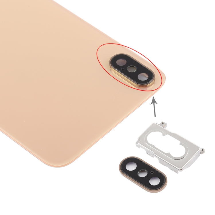 Coque arrière de batterie avec lunette et objectif de caméra arrière et adhésif pour iPhone XS Max (Or)