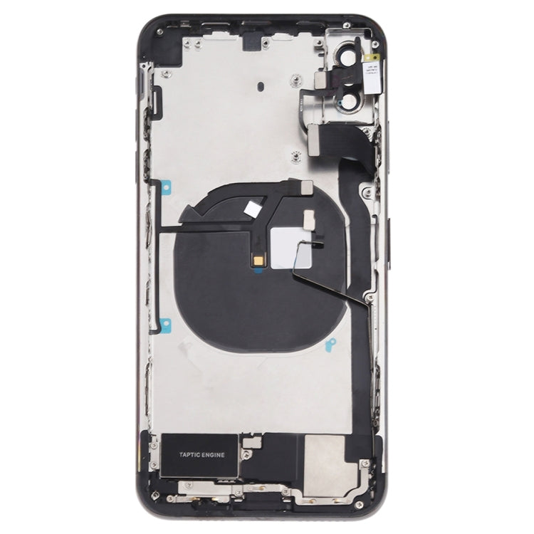 Battery Back Cover Assembly (with Side Keys Speaker Motor Camera Lens Card Tray and Power Button + Volume Button + Charging Port + Signal Flex Cable and Wireless Charging Module) for iPhone XS Max (Black)