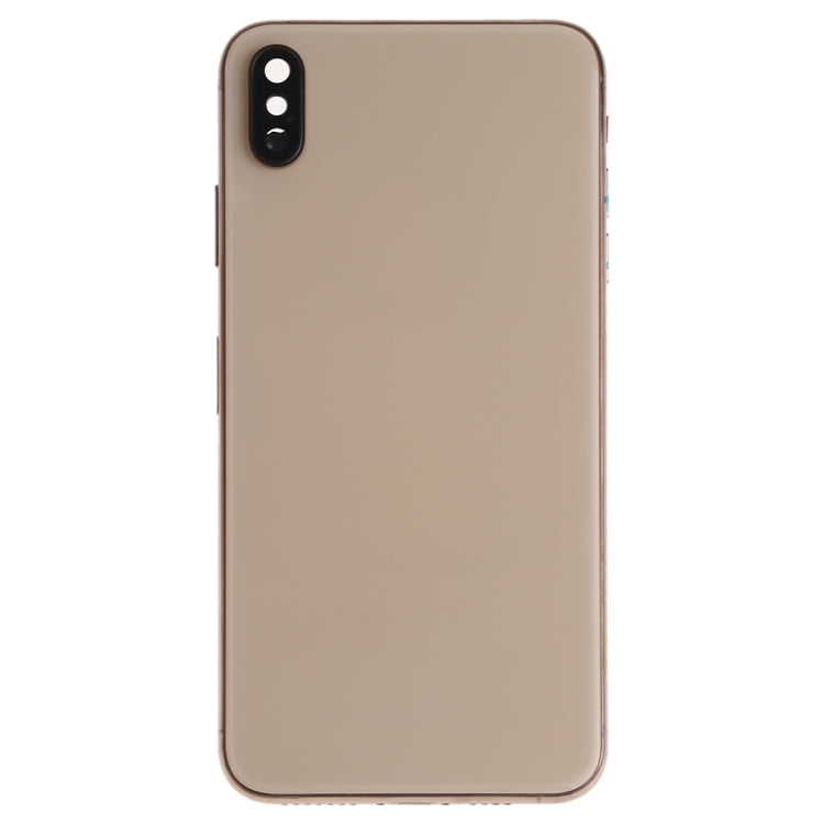 Battery Back Cover Assembly (with Side Keys Speaker Motor Camera Lens Card Tray and Power Button + Volume Button + Charging Port + Signal Flex Cable and Wireless Charging Module) for iPhone XS Max (Gold)