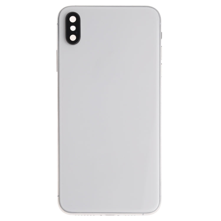 Battery Back Cover Assembly (with Side Keys Speaker Motor Camera Lens Card Tray and Power Button + Volume Button + Charging Port + Wireless Charging and Signal Flex Cable) for iPhone XS Max (White)