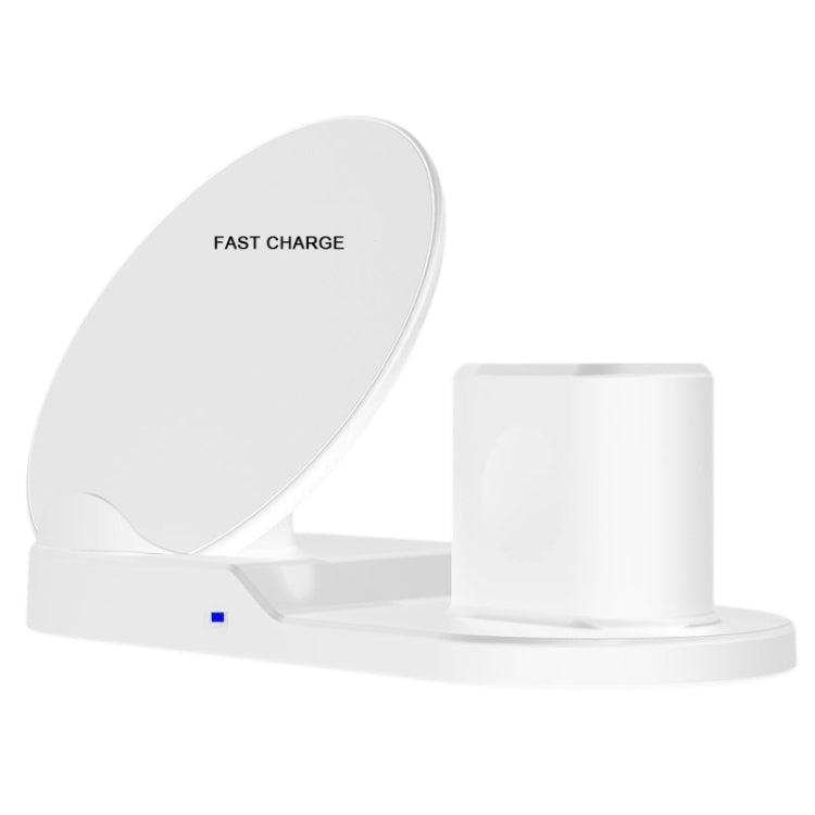 N30 3 in 1 Fast Wireless Charger Stand for Qi Standard Smartphones iWatch and AirPods (White)
