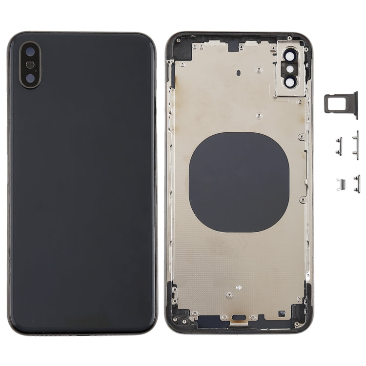 Back Housing with Camera Lens SIM Card Tray and Side Keys for iPhone XS Max (Black)