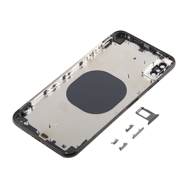 Boîtier arrière avec plateau de carte SIM pour objectif d'appareil photo et touches latérales pour iPhone XS Max (Noir)