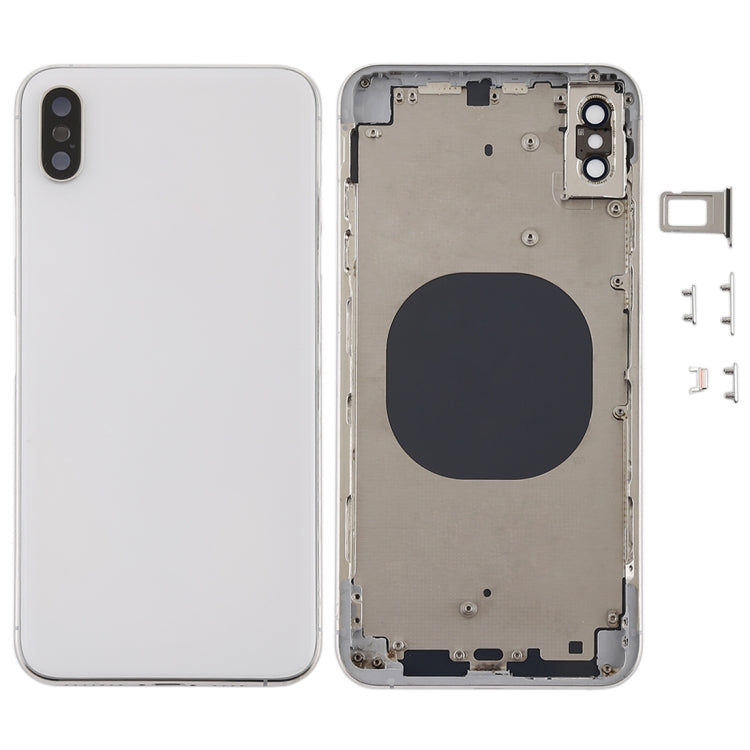Boîtier arrière avec plateau de carte SIM pour objectif d'appareil photo et touches latérales pour iPhone XS Max (Blanc)