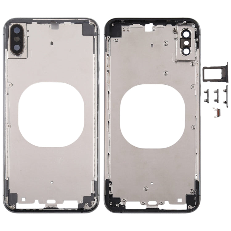 Coque arrière transparente avec objectif de caméra et plateau de carte SIM et touches latérales pour iPhone XS Max (noir)