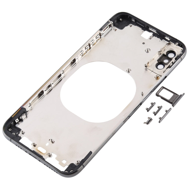 Carcasa Trasera Transparente con Lente de Cámara y Bandeja de Tarjeta SIM y Teclas Laterales Para iPhone XS Max (Negro)
