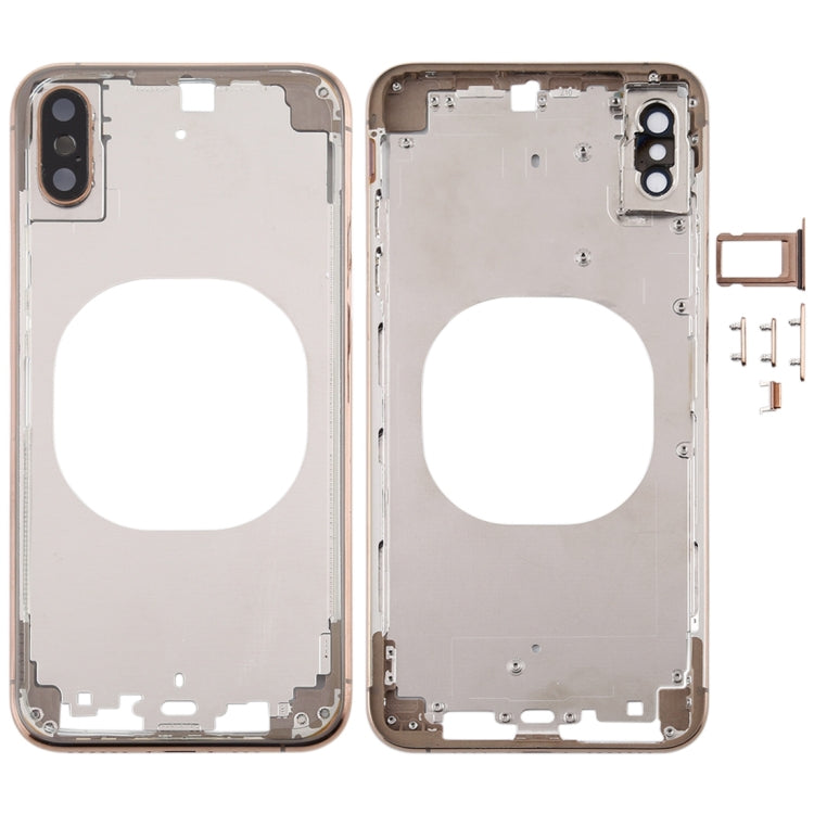 Transparent Back Cover with Camera Lens SIM Card Tray and Side Keys for iPhone XS Max (Gold)